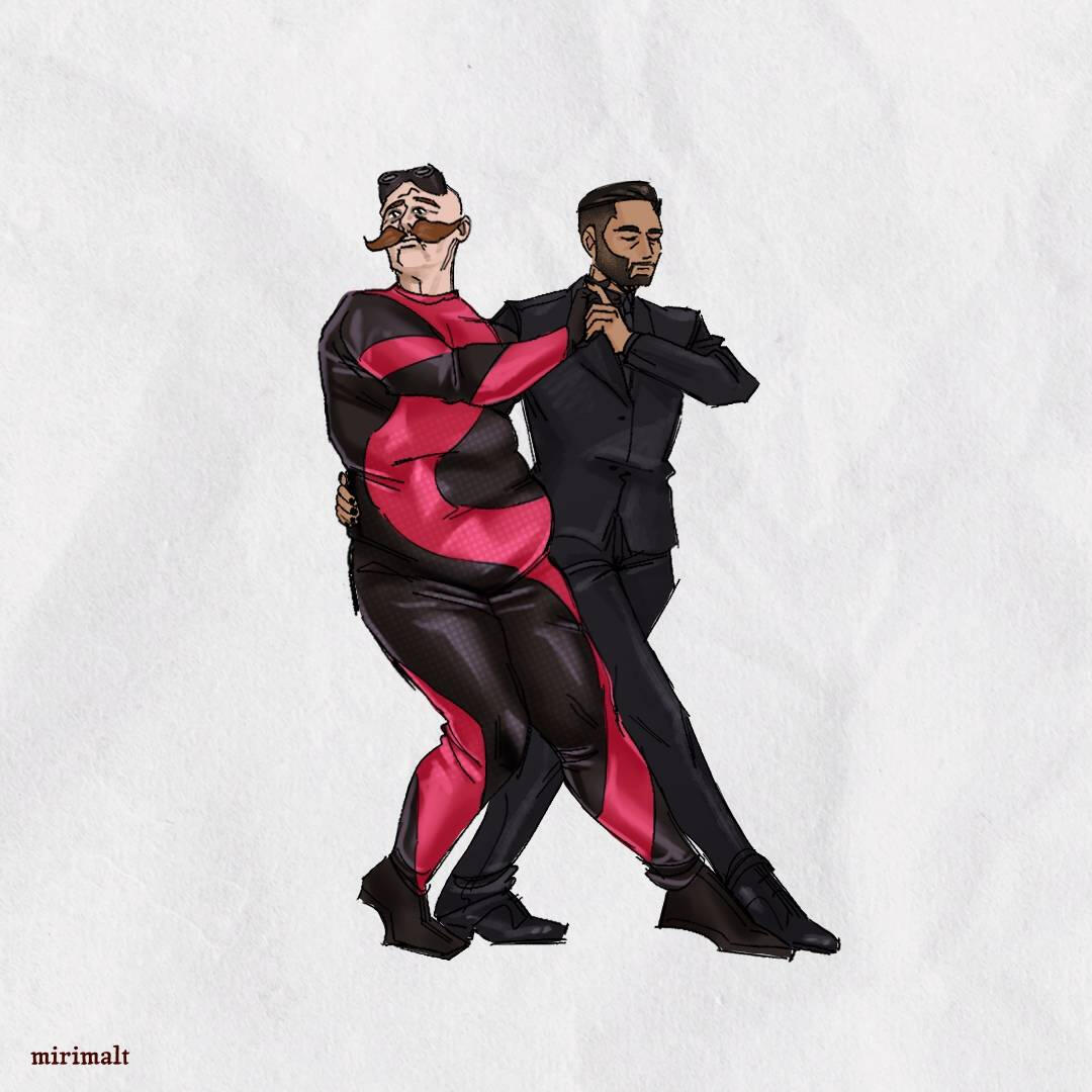 Stobotnik dancing with each other.