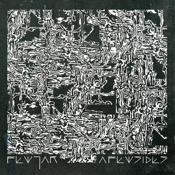 Abstract green-and-white pattern with intricate, maze-like lines and shapes forming a complex grid.